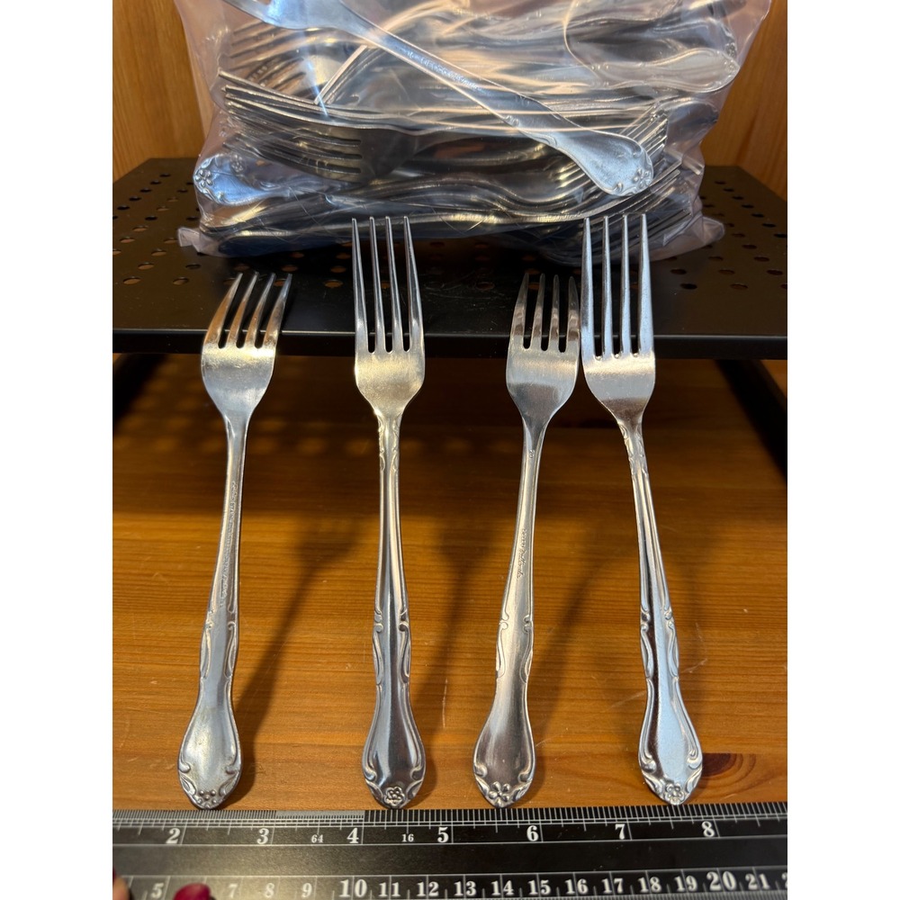 Lot of 75 Delco Stainless Steel Dinner Forks Vintage Floral Pattern Flatware